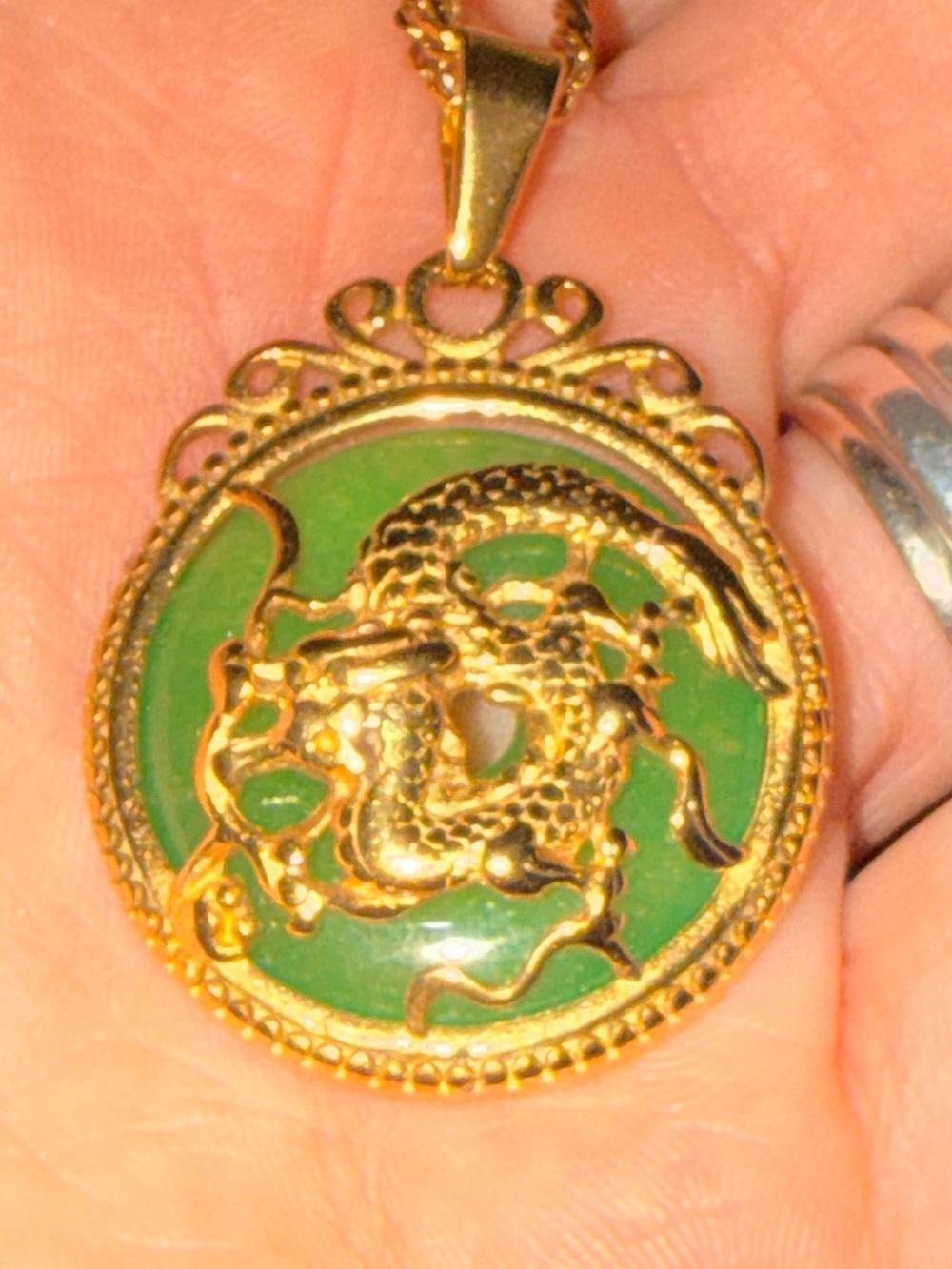 Jade medallion ring and bracelet